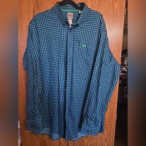 Men's Cinch Blue/Teal/Green Geometric Patterned Long Sleeve Shirt, NWT, Sz Xl